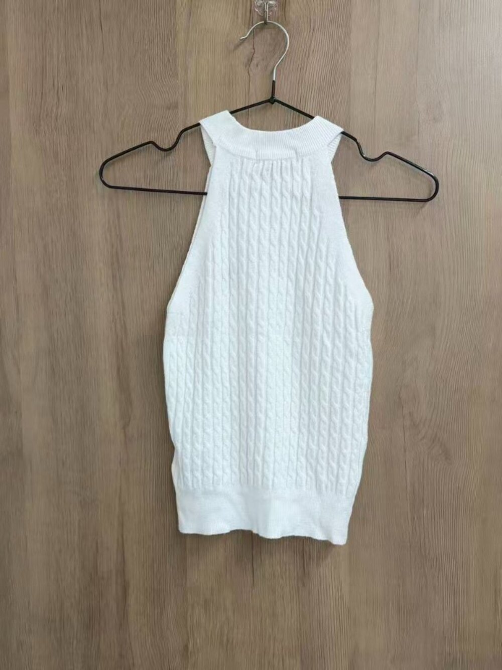 🤍Polo Ralph Lauren White Cable Knit Halter Pony Logo Tank Top - Picture 4 of 5